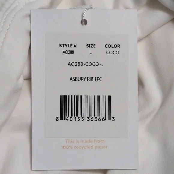 Andie Asbury Ribbed One Piece Coco High Neck Low Back Adjustable L New - Picture 10 of 10